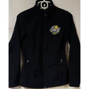 Port Authority Ladies Small Black Starry Lemon Lime Embroidered Zip UP Jacket